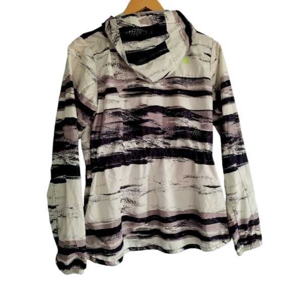 The North Face Windwall Windbreaker Stripe Gray and Black Hooded Size Small - Picture 2 of 5